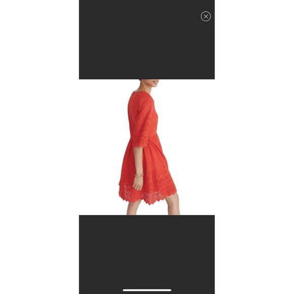 Madewell Red Eyelet Lattice Dress Size 0 Embroider - Picture 11 of 11